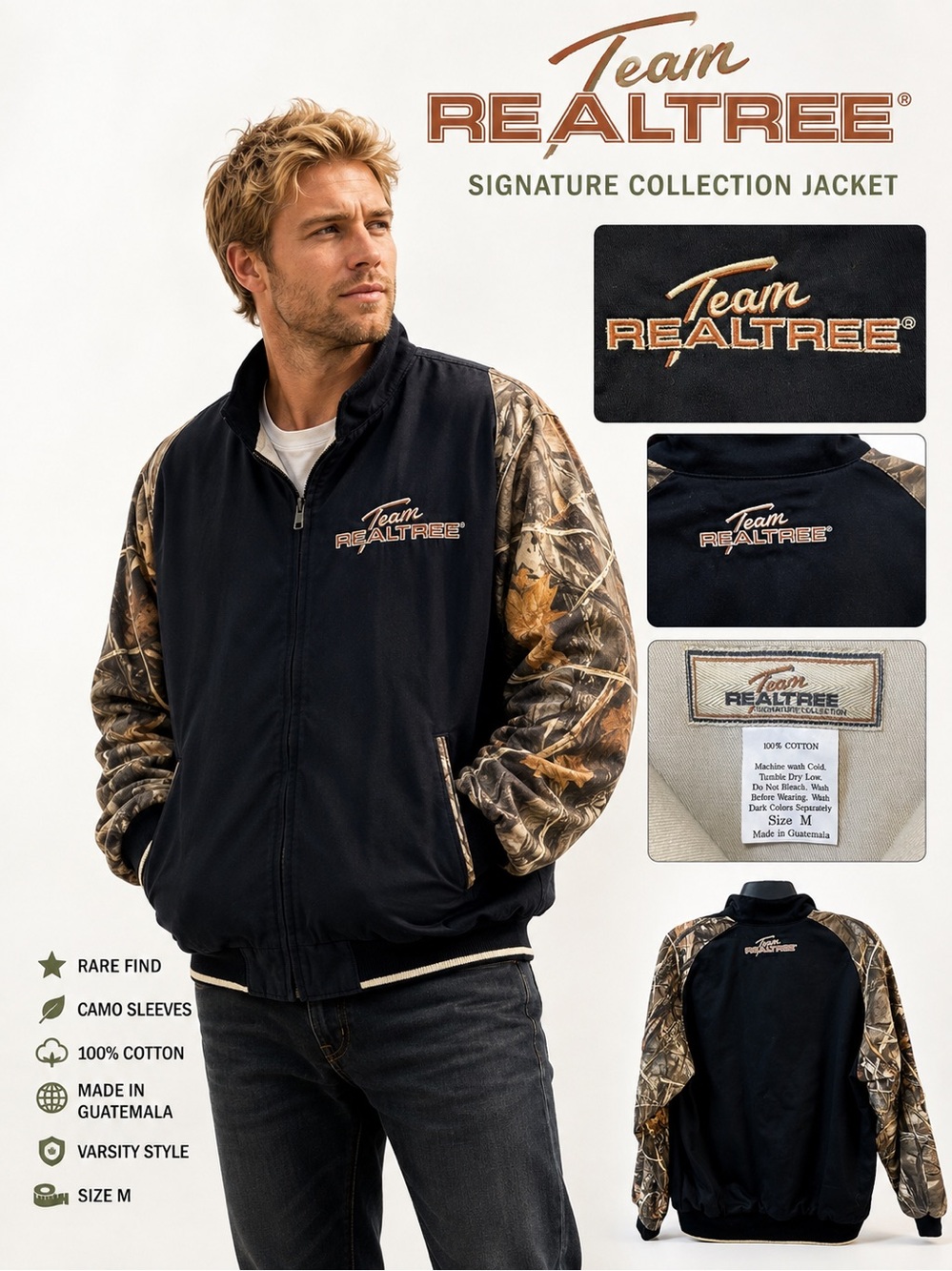 Vintage Y2K Team Realtree Signature Collection Camo Racing Jacket Medium Rare